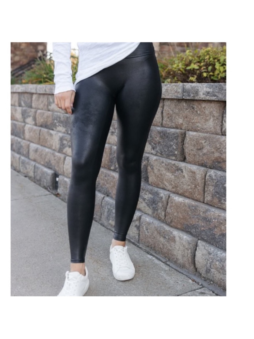 SPANX Black Faux Leather Leggings Sz M Women’s